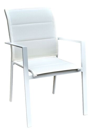Chaise en textilène avec rembourrage.  Couleur : blanc. 56x56xh89 1