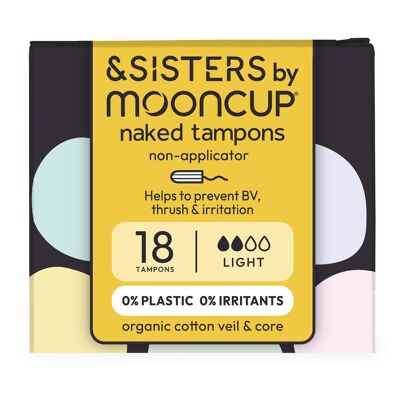 Organic Cotton Naked TamponsⓇ | Light Absorbency | (18 pack)