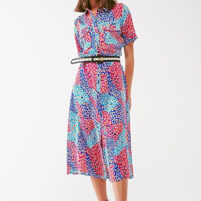 Midi-Kleid mit Geo-Print und kurzen Ärmeln