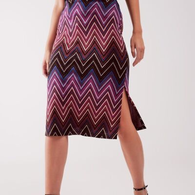 Midi skirt in fuchsia geo print