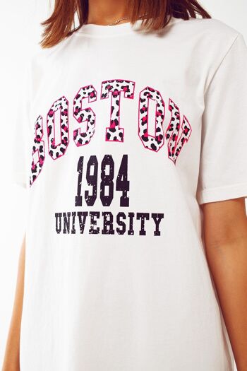 Robe t-shirt mi-longue blanche Boston 1984 University 6