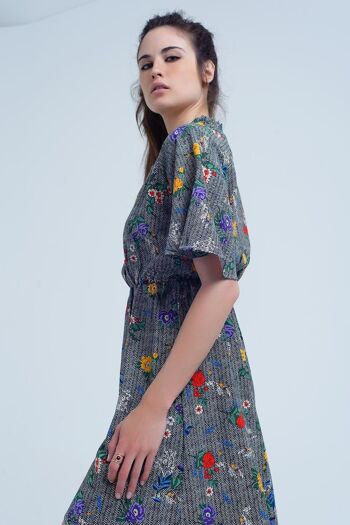 Mini-robe à imprimé fleurs colorées 1
