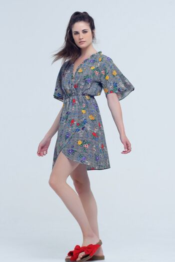 Mini-robe à imprimé fleurs colorées 2