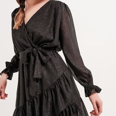 Mini dress with flippy hem in black