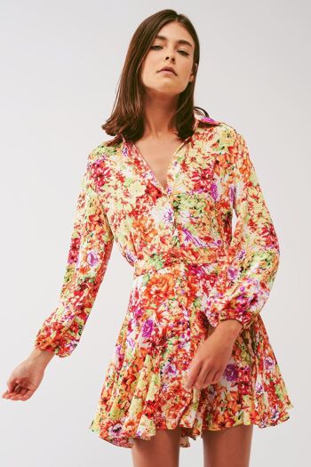 Minirobe à volants à imprimé floral multicolore 5