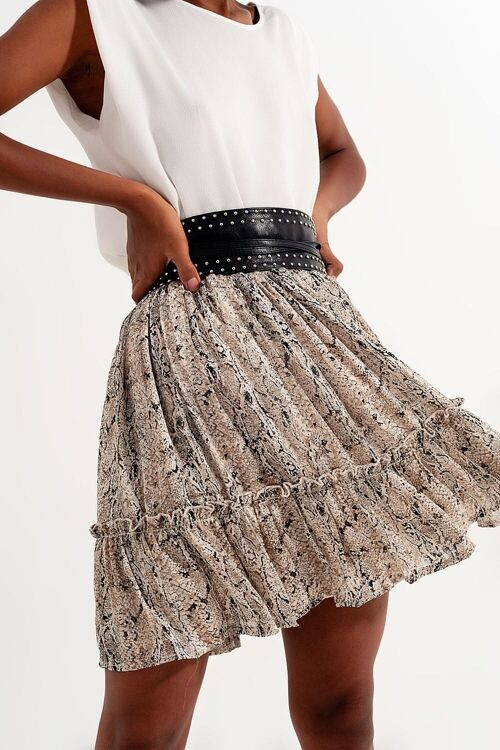 Mini skirt with snake print