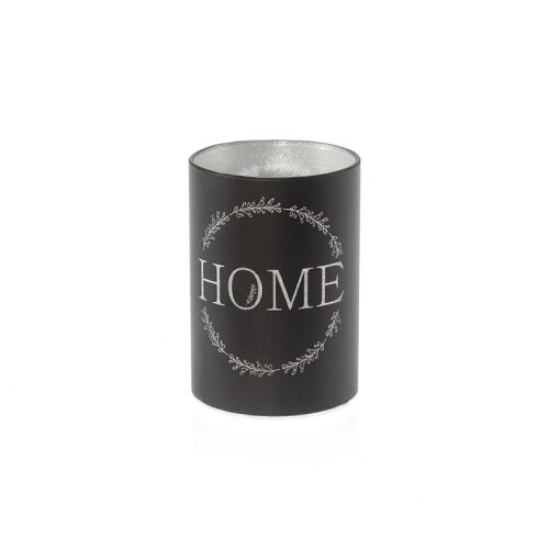 Glas-Zylinder Home LED, Ø 7 x 10 cm, schwarz, Timerfunktion 6/18 Std., geeignet für 3xAAA, 801068
