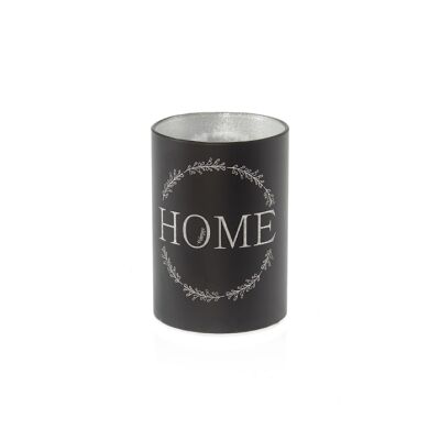 Glass cylinder Home LED, Ø 7 x 10 cm, black, timer function 6/18 hours., suitable for 3xAAA, 801068