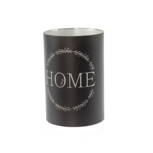 Glas-Zylinder Home LED, Ø 10 x 15 cm, schwarz, Timerfunktion 6/18 Std., geeignet für 3xAA, 801075