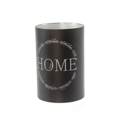 Glass cylinder Home LED, Ø 10 x 15 cm, black, timer function 6/18 hours., suitable for 3xAA, 801075