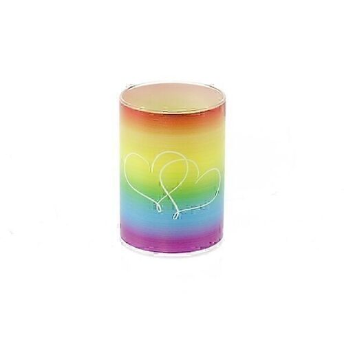 Glaszylinder Rainbow Love LED, Ø 7 x 10 cm, bunt, Timerfunktion 6/18 Std., geeignet für 3xAAA, 801297
