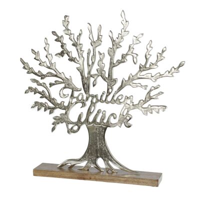 Felicità della famiglia dell'albero in alluminio, 52 x 8 x 53 cm, argento, 802195