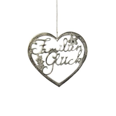 Aluminum hanger family happiness heart, 20 x 0.5 x 18cm, silver, 802263