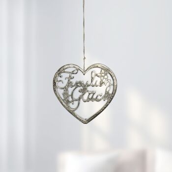 Cintre en aluminium coeur de bonheur familial, 15 x 0,5 x 13 cm, argent, 802270 2