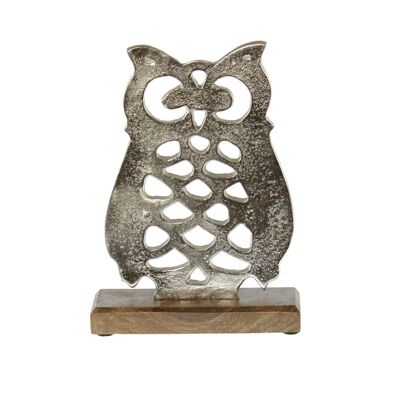 Aluminum owl on foot, 18 x 5 x 25cm, silver, 802430
