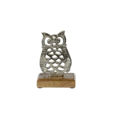 Aluminum owl on foot, 10 x 5 x 16cm, silver, 802454