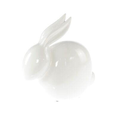 Coniglio in ceramica accovacciato grande, 26 x 12 x 30 cm, bianco, 811258