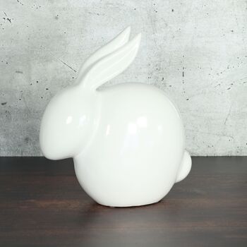 Lapin accroupi en céramique grand, 26 x 12 x 30 cm, blanc, 811258 2