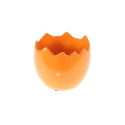 Cáscara de huevo de cerámica grande, Ø 15 x 12,5 cm, naranja, 811357
