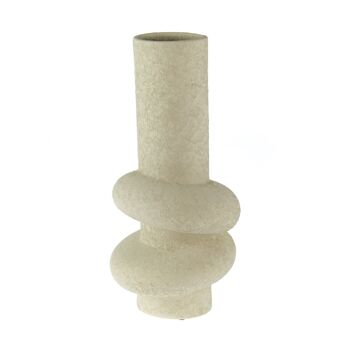 Vase tube en céramique abstrait, Ø 18,5 x 40 cm, beige, 811401 1