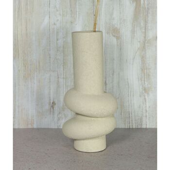 Vase tube en céramique abstrait, Ø 18,5 x 40 cm, beige, 811401 2