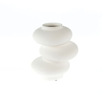 Jarrón de cerámica Stonetower pequeño., 17 x 15 x 21 cm, blanco, 811418