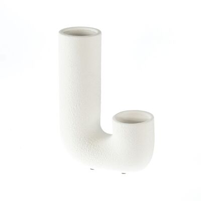 Vase tube en céramique, lot de 2, 19,5 x 8,5 x 28 cm, blanc, 811456