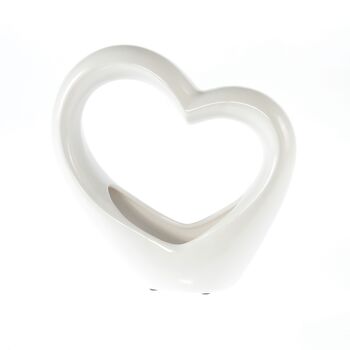Coeur en céramique par ex. Plantation, 25 x 9 x 27 cm, blanc, 811593 1