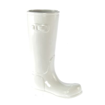 Portaombrelli in ceramica Boots, 26 x 13 x 45 cm, bianco, 816109