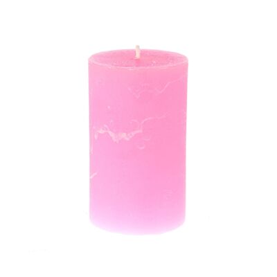 Bougie pilier rustique, 7 x 7 x 11,5 cm, rose fluo, 818639