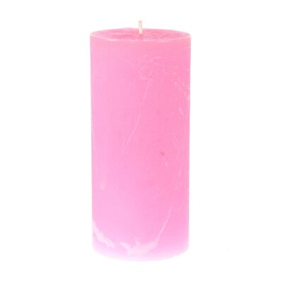 Candela a colonna rustica, 7 x 7 x 15 cm, rosa neon, 818646