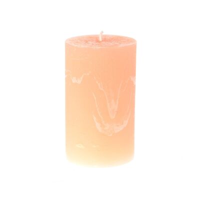 Rustic pillar candle, 7 x 7 x 11.5 cm, neon orange, 818660