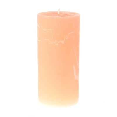 Rustic pillar candle, 7 x 7 x 15 cm, neon orange, 818677