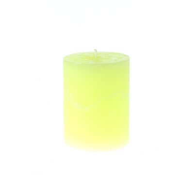 Rustic pillar candle, 7 x 7 x 9 cm, neon yellow, 818684