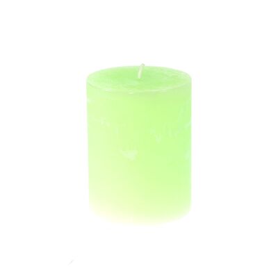 Candela a colonna rustica, 7 x 7 x 9 cm, verde neon, 818714