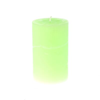 Rustic pillar candle, 7 x 7 x 11.5 cm, neon green, 818721
