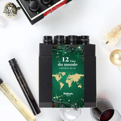 OENOLOGY BOX - 12 WINES FROM THE WORLD - 12 10CL BOTTLES OF WINE - 6 WHITE, 6 RED - FLAKON