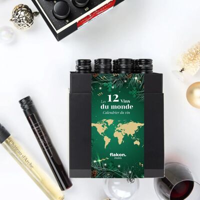 12 WINES FROM THE WORLD - FLAKON OENOLOGY BOX - 4 10CL BOTTLES OF WINE