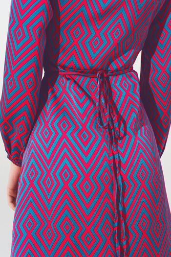 Mini robe portefeuille à col en V et imprimé géométrique 6