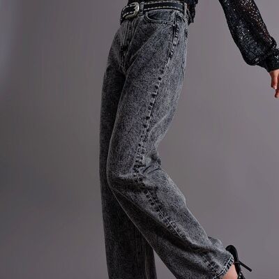 Jean mom taille haute en noir