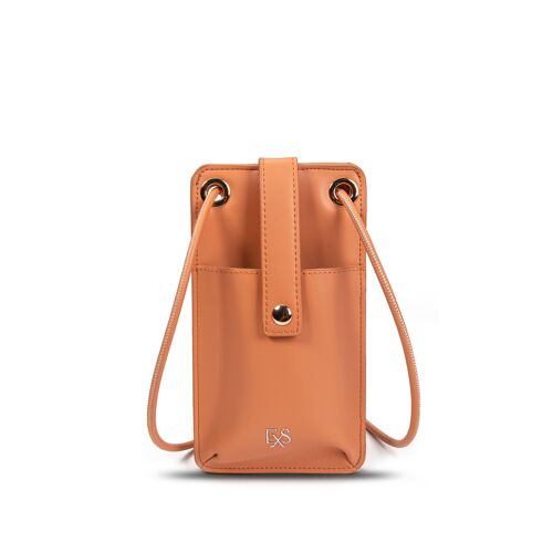 Exs-25653 Mia Pochette téléphone en pu recyclé avec pompon camel