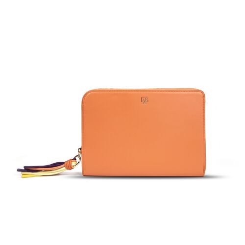 Exs-25569 Agape Pochette tablette pompon Pu recyclé camel