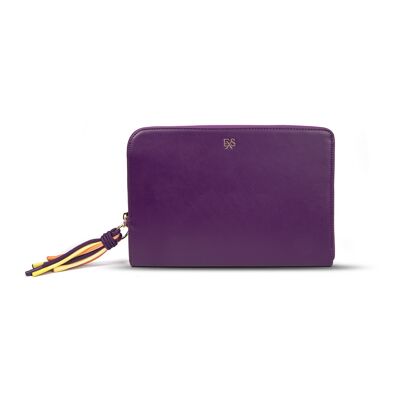 Exs-25569 Agape Pochette tablette pompon Pu recyclé violet