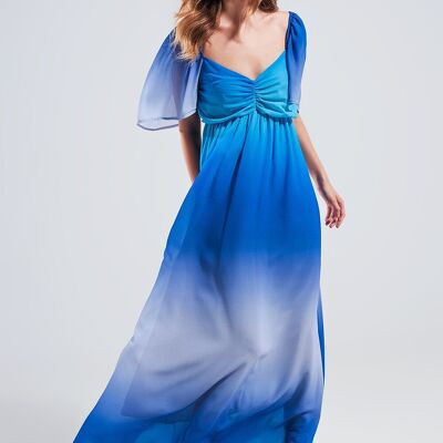 Robe longue chérie ombrée en bleu