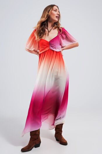 Robe longue chérie ombrée fuchsia 4