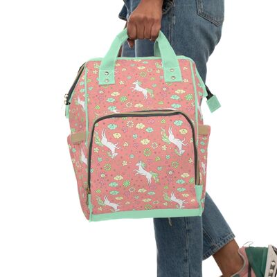 Multifunktions-Wickelrucksack „Dreamy Unicorn“ in Rosa