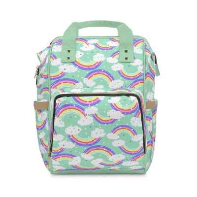 Green Multi-Function Baby Changing Backpack Bag - Happy Rainbow