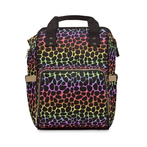 Leopard Print Multi-Function Baby Changing Backpack Bag - Rainbow Roar