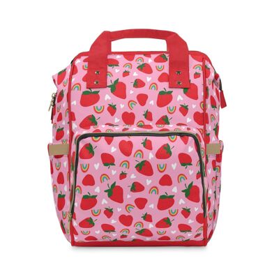 Pink & Fruity Multi-Function Baby Changing Backpack Bag - Strawberry Fields