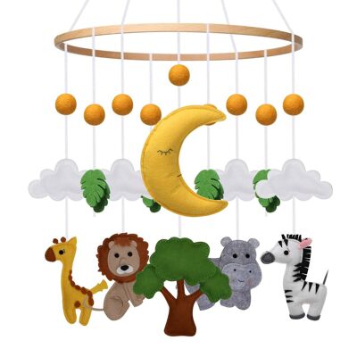 Weiches Filz-Babybett-Mobile | Hängende Kinderzimmerdekoration für das Kinderbett – Dschungel